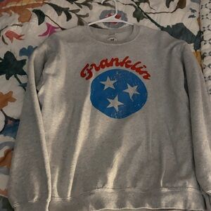 Grey Crewneck Sweatshirt with Blue Stars